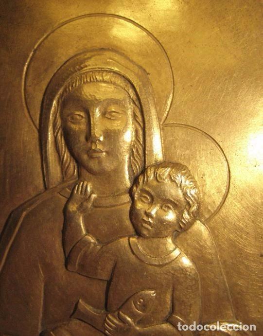 Antig&uuml;edades: PLACA DE LA VIRGEN CON EL NI&Ntilde;O EN BRONCE - Foto 3
