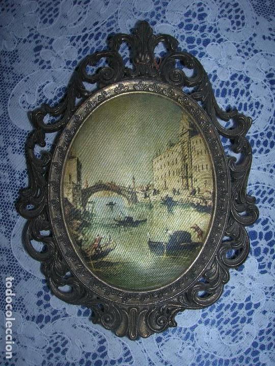 Antig&uuml;edades: A12) Cuadro pintado en seda. 14 cms* 10 cms - Foto 1