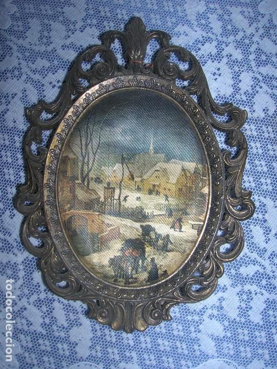 Antig&uuml;edades: A11) Cuadro pintado en seda. 14 cms*10 cms - Foto 1