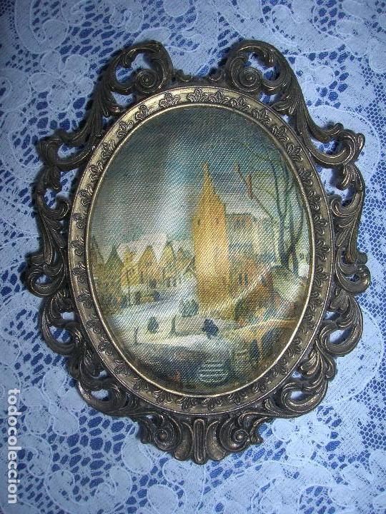 Antig&uuml;edades: A10) Cuadro pintado en seda. 12 cms*10 cms - Foto 1