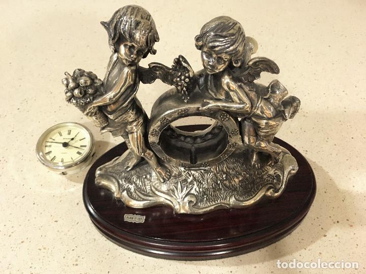 Antig&uuml;edades: RELOJ DE PLATA MACIZA SOBRE BASE DE MADERA - Foto 8