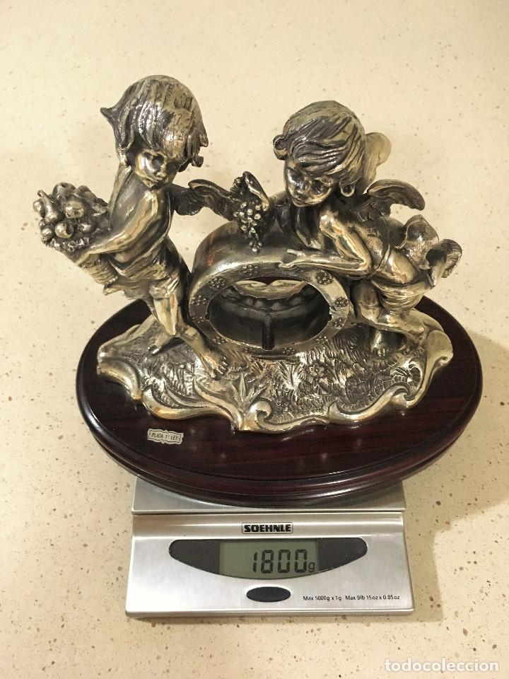 Antig&uuml;edades: RELOJ DE PLATA MACIZA SOBRE BASE DE MADERA - Foto 9