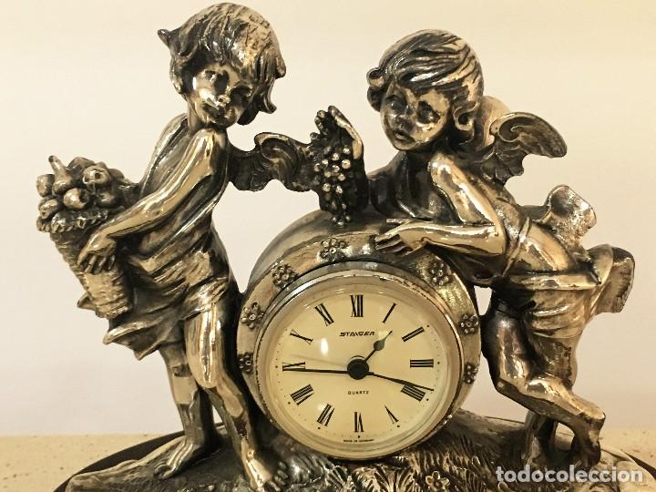 Antig&uuml;edades: RELOJ DE PLATA MACIZA SOBRE BASE DE MADERA - Foto 10
