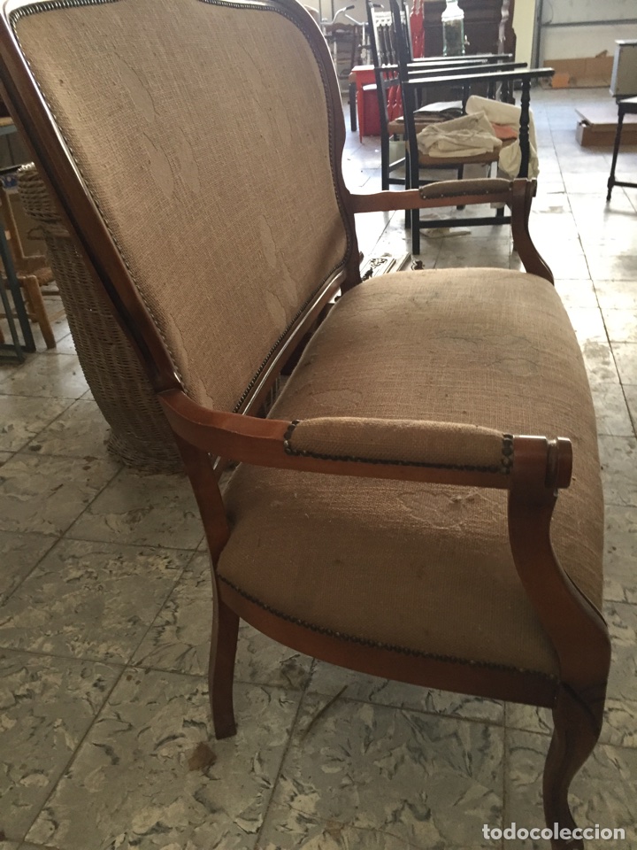 Antig&uuml;edades: Tresillo - Sofa estilo isabelino, 121cm de largo - Foto 4