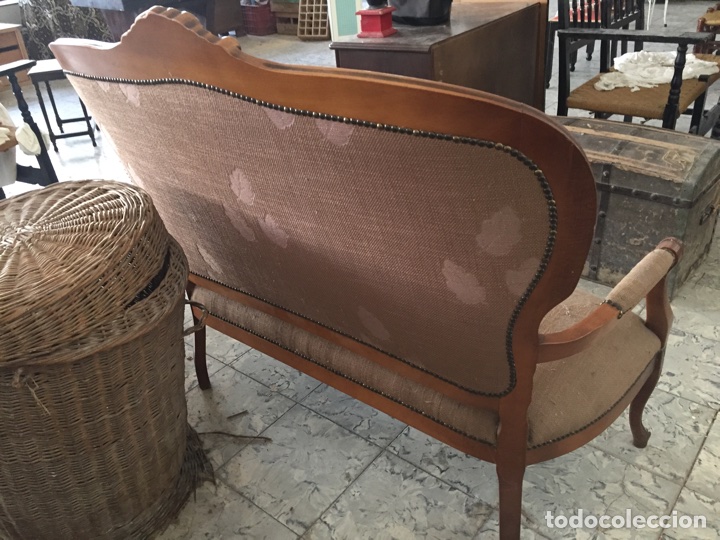 Antig&uuml;edades: Tresillo - Sofa estilo isabelino, 121cm de largo - Foto 5