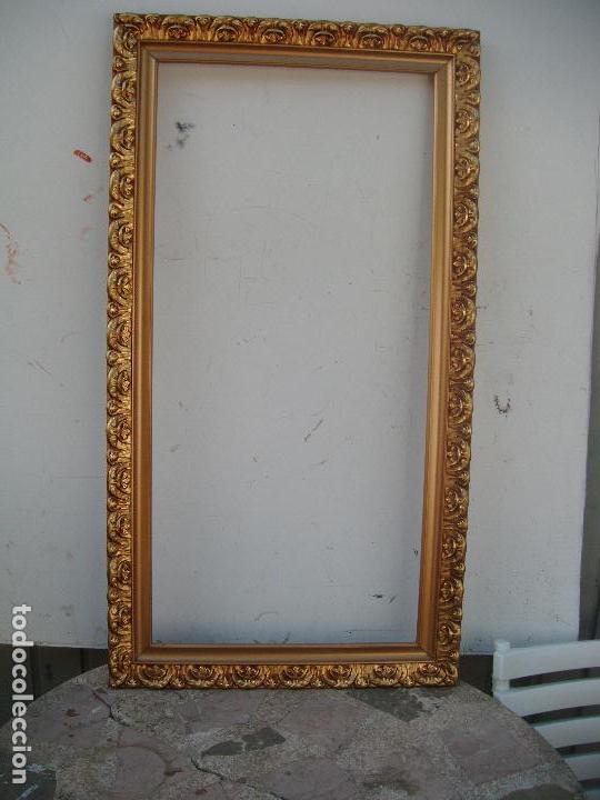 Antig&uuml;edades: MARCO RECTANGULAR DORADO, TALLADO Y PATINADO - Foto 1