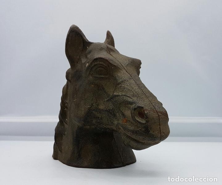 Antigüedades: Busto antiguo de caballo pura sangre en hierro colado . - Foto 5 - 74746067