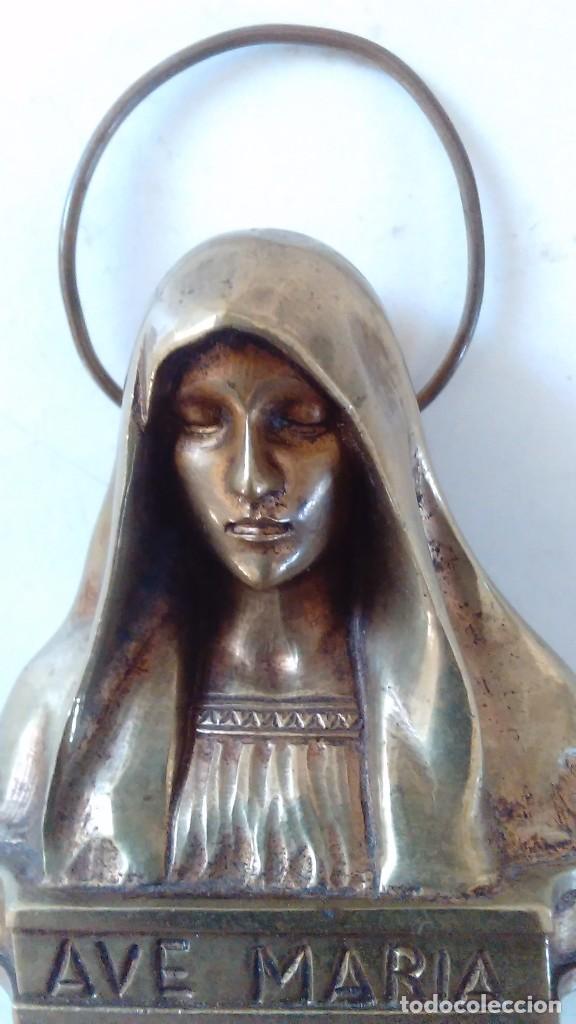 Antig&uuml;edades: Busto de la Virgen Mar&iacute;a en bronce - Foto 1