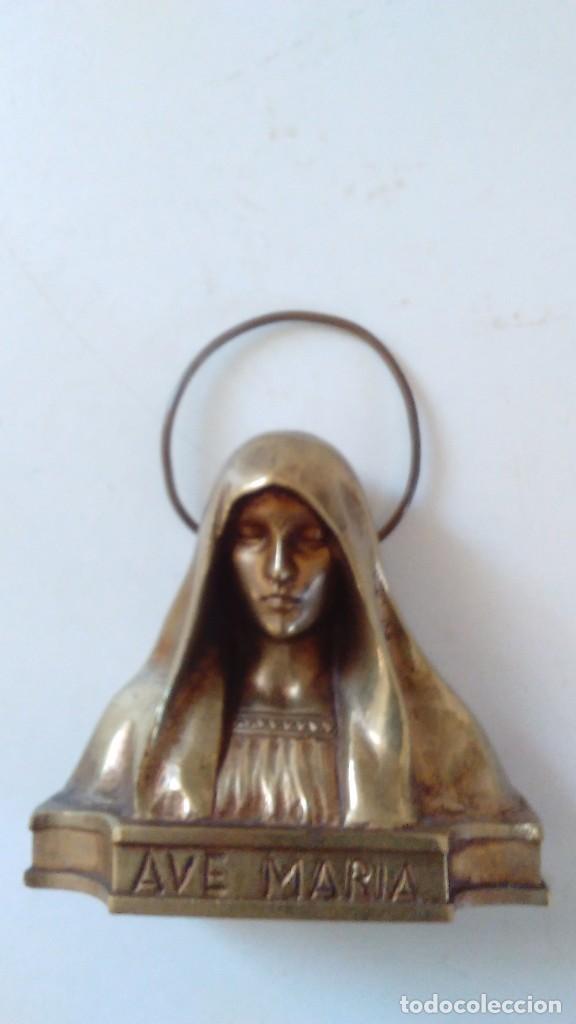 Antig&uuml;edades: Busto de la Virgen Mar&iacute;a en bronce - Foto 3