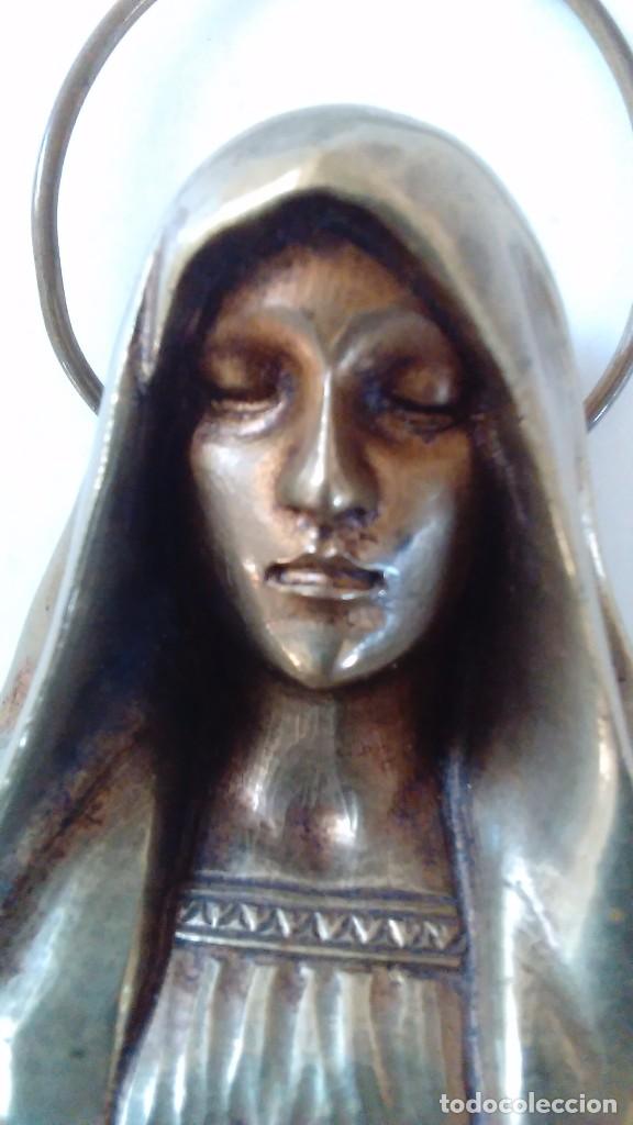 Antig&uuml;edades: Busto de la Virgen Mar&iacute;a en bronce - Foto 5