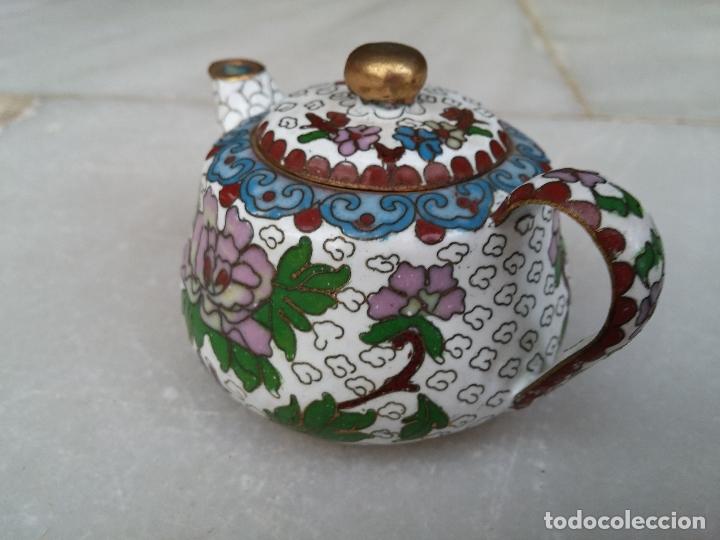 Antig&uuml;edades: Antigua mini tetera de esmalte cloisonn&eacute; - Foto 2