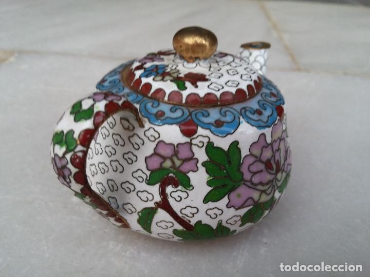 Antig&uuml;edades: Antigua mini tetera de esmalte cloisonn&eacute; - Foto 3