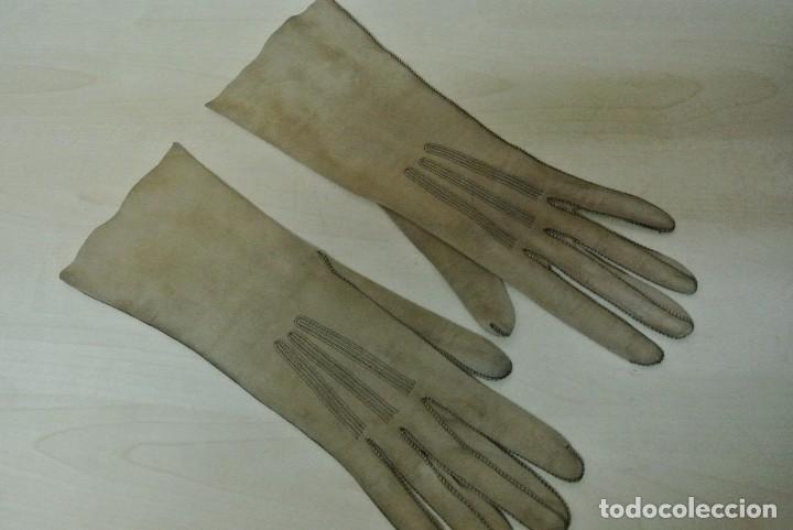 Antig&uuml;edades: ANTIGUOS GUANTES MARRONES CHEVREAU, 7 - Foto 1