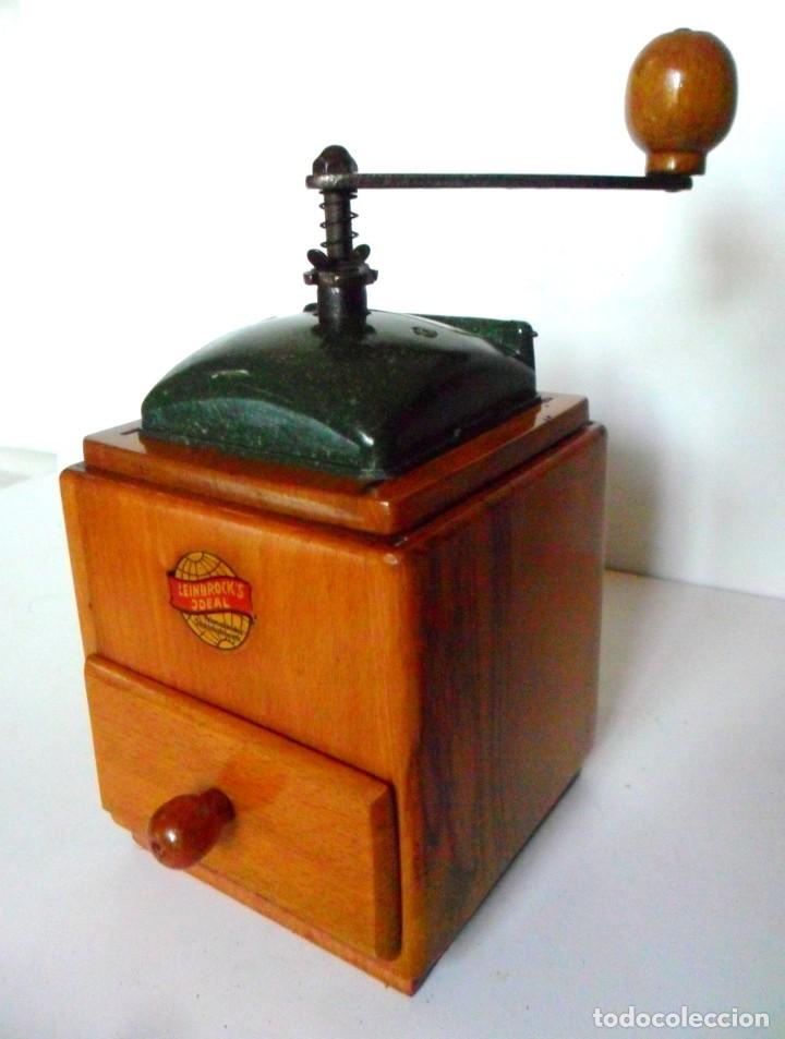 Antig&uuml;edades: MOLINILLO DE CAF&Eacute; MARCA LEINBROCK'S, MODELO 1750 -TOLVA DE BAQUELITA VERDE- ALEMANIA. CA. 1940/50