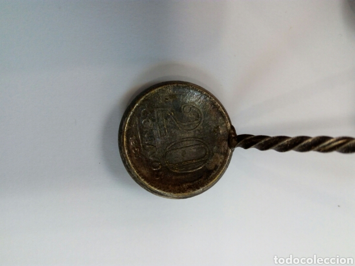 Antig&uuml;edades: CUCHARA DE PLATA CON JADE Y MONEDA - Foto 3