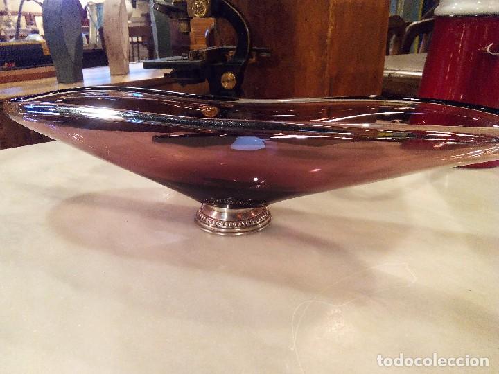 Antig&uuml;edades: CENTRO CRISTAL DE MURANO Y BASE DE PLATA PUNZONADA - Foto 1