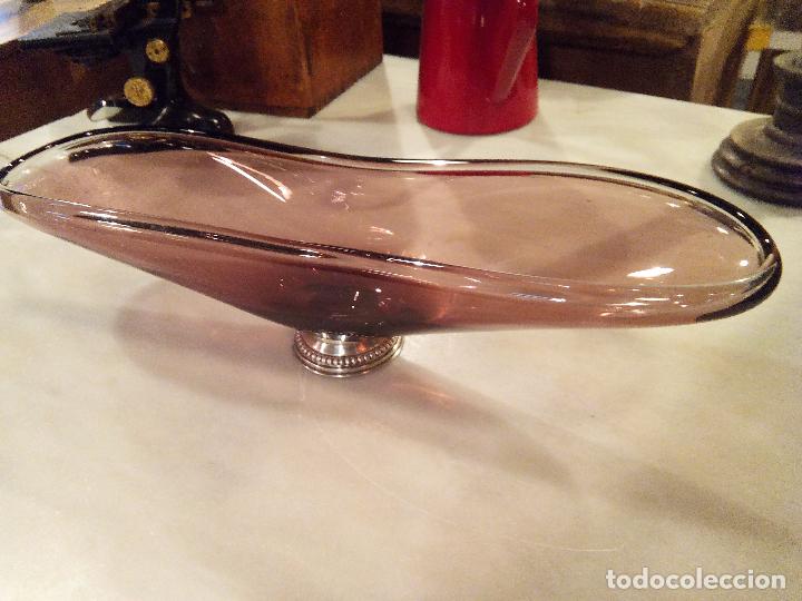Antig&uuml;edades: CENTRO CRISTAL DE MURANO Y BASE DE PLATA PUNZONADA - Foto 2