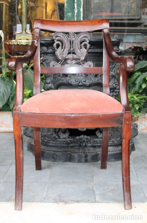 Antig&uuml;edades: SILL&Oacute;N IMPERIO. MADERA DE CAOBA. ESPA&Ntilde;A. CIRCA 1820. - Foto 3