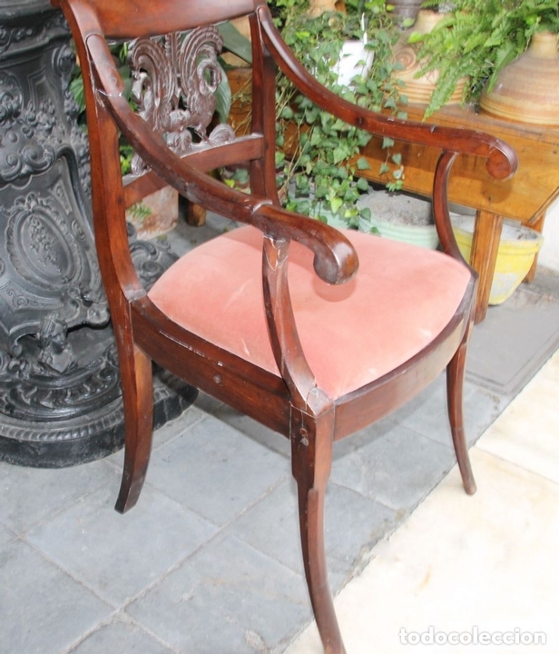 Antig&uuml;edades: SILL&Oacute;N IMPERIO. MADERA DE CAOBA. ESPA&Ntilde;A. CIRCA 1820. - Foto 5