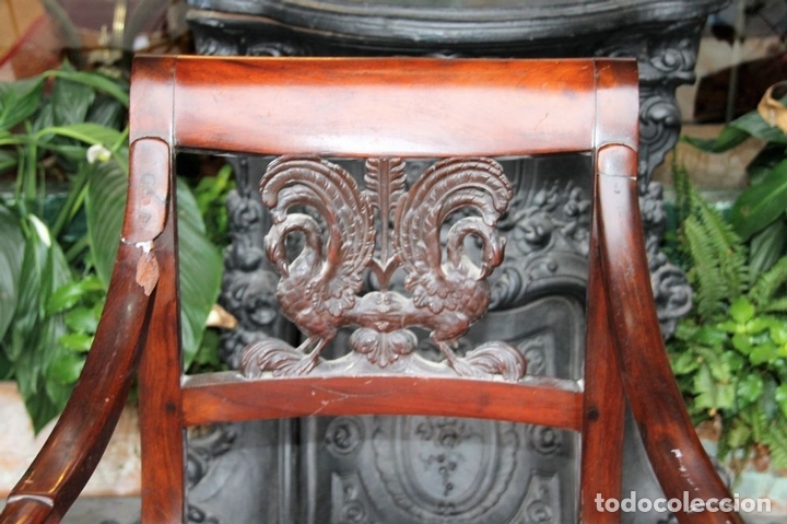 Antig&uuml;edades: SILL&Oacute;N IMPERIO. MADERA DE CAOBA. ESPA&Ntilde;A. CIRCA 1820. - Foto 7