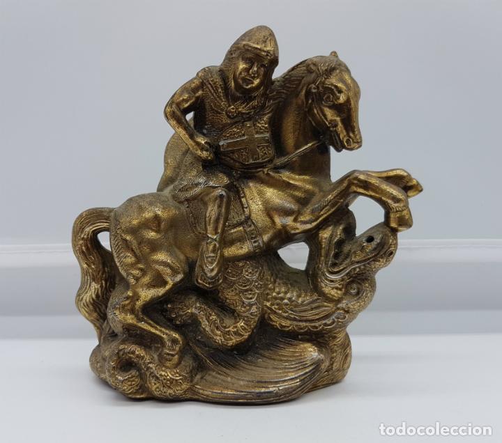 Antigüedades: Escultura antigua en bronce de Sant Jorge y la leyenda del dragón . - Foto 1 - 76775091
