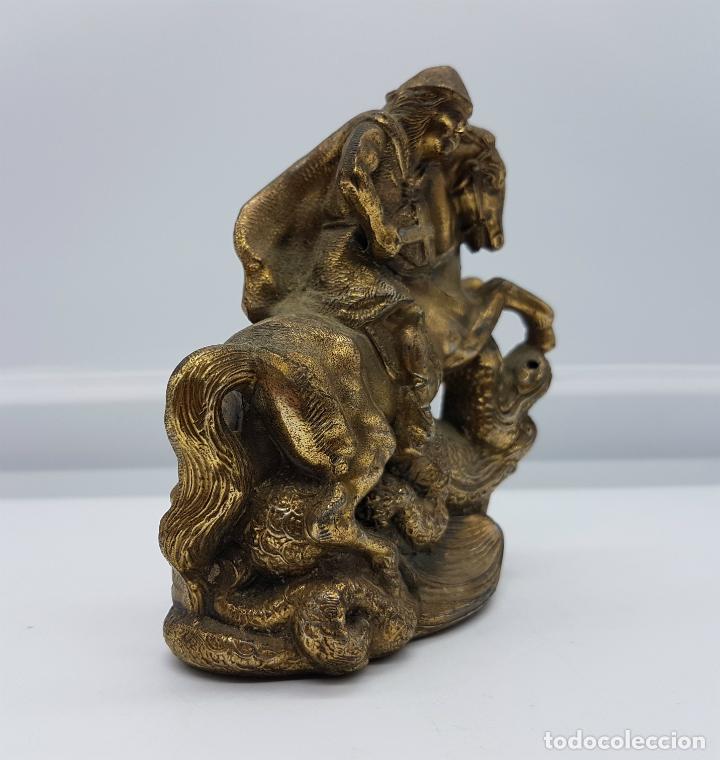 Antigüedades: Escultura antigua en bronce de Sant Jorge y la leyenda del dragón . - Foto 2 - 76775091