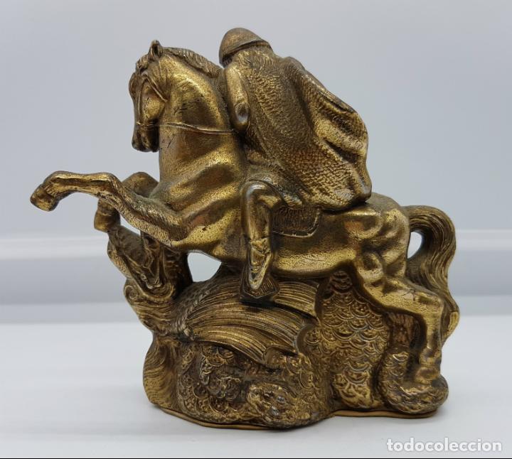 Antigüedades: Escultura antigua en bronce de Sant Jorge y la leyenda del dragón . - Foto 3 - 76775091