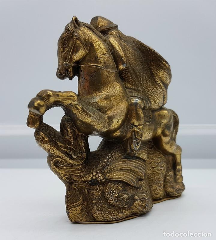 Antigüedades: Escultura antigua en bronce de Sant Jorge y la leyenda del dragón . - Foto 4 - 76775091