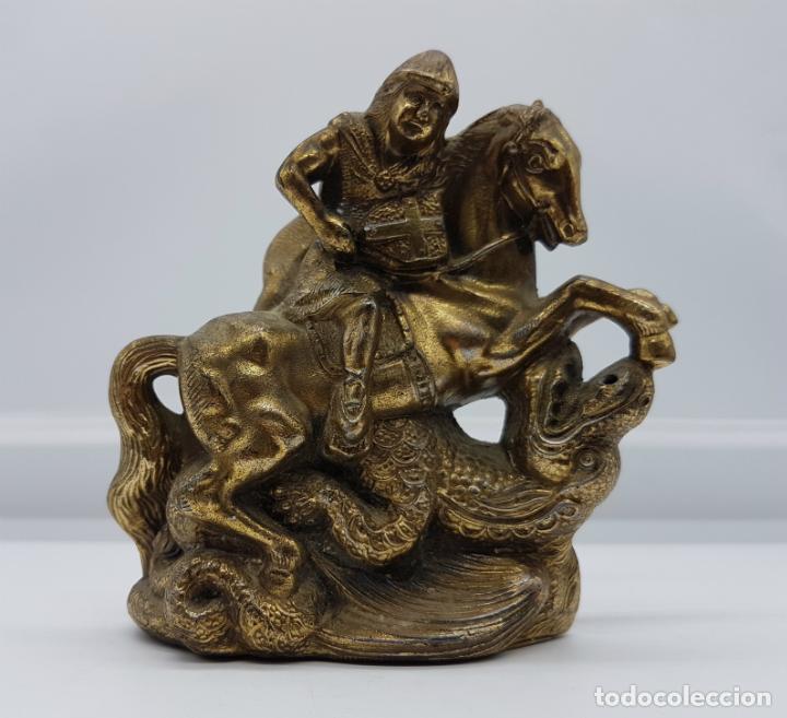 Antigüedades: Escultura antigua en bronce de Sant Jorge y la leyenda del dragón . - Foto 5 - 76775091