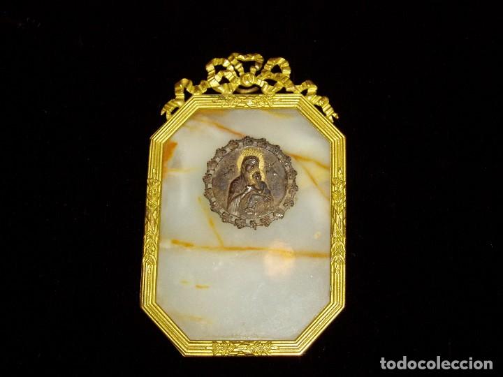 Antig&uuml;edades: Placa m&aacute;rmol V&iacute;rgen en Plata y Bronce al Oro - Foto 2