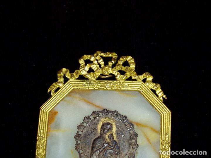 Antig&uuml;edades: Placa m&aacute;rmol V&iacute;rgen en Plata y Bronce al Oro - Foto 3