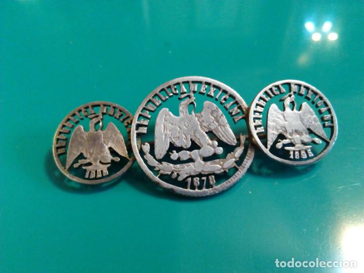 Antig&uuml;edades: ANTIGUO BROCHE MONEDAS DE PLATA. MEXICO - Foto 1
