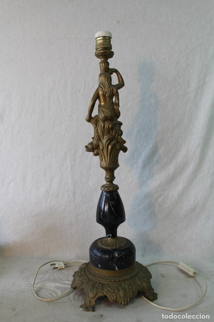 Antig&uuml;edades: lampara en metal y marmol - Foto 2
