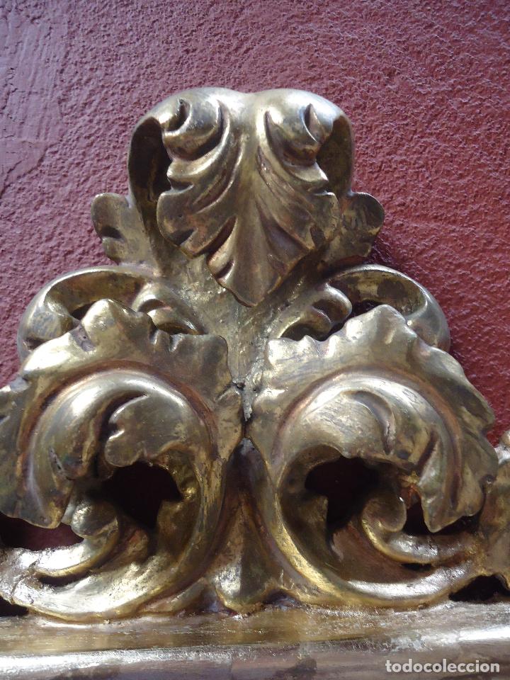 Antig&uuml;edades: ANTIGUA CORNUCOPIA DE MADERA PAN DE ORO CON CUADRO PINTADO EN TABLA - Foto 3