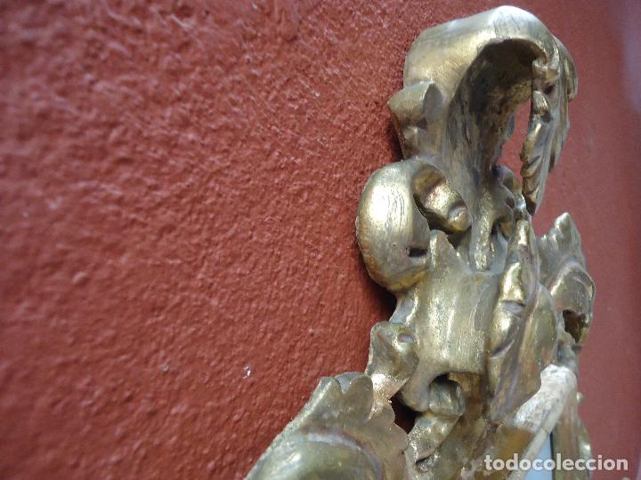 Antig&uuml;edades: ANTIGUA CORNUCOPIA DE MADERA PAN DE ORO CON CUADRO PINTADO EN TABLA - Foto 4