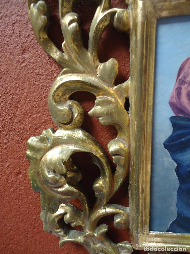 Antig&uuml;edades: ANTIGUA CORNUCOPIA DE MADERA PAN DE ORO CON CUADRO PINTADO EN TABLA - Foto 5