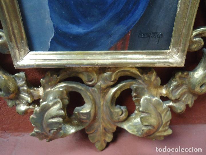 Antig&uuml;edades: ANTIGUA CORNUCOPIA DE MADERA PAN DE ORO CON CUADRO PINTADO EN TABLA - Foto 6