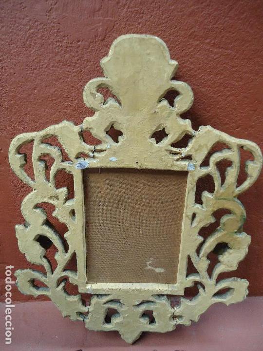 Antig&uuml;edades: ANTIGUA CORNUCOPIA DE MADERA PAN DE ORO CON CUADRO PINTADO EN TABLA - Foto 14