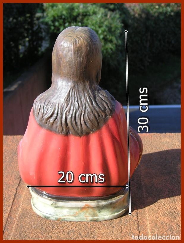 Antig&uuml;edades: Figura Sagrado Coraz&oacute;n Policromada......Mide 30 X 20 cms - Foto 3