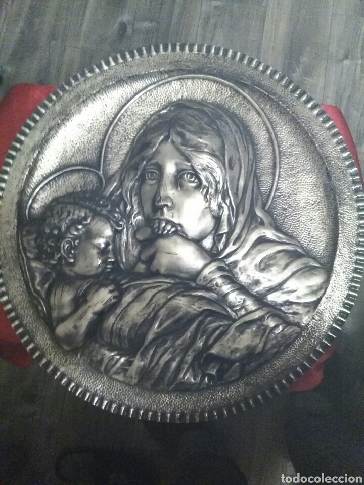 Antig&uuml;edades: Virgen con ni&ntilde;o, metal chapado en plata - Foto 1