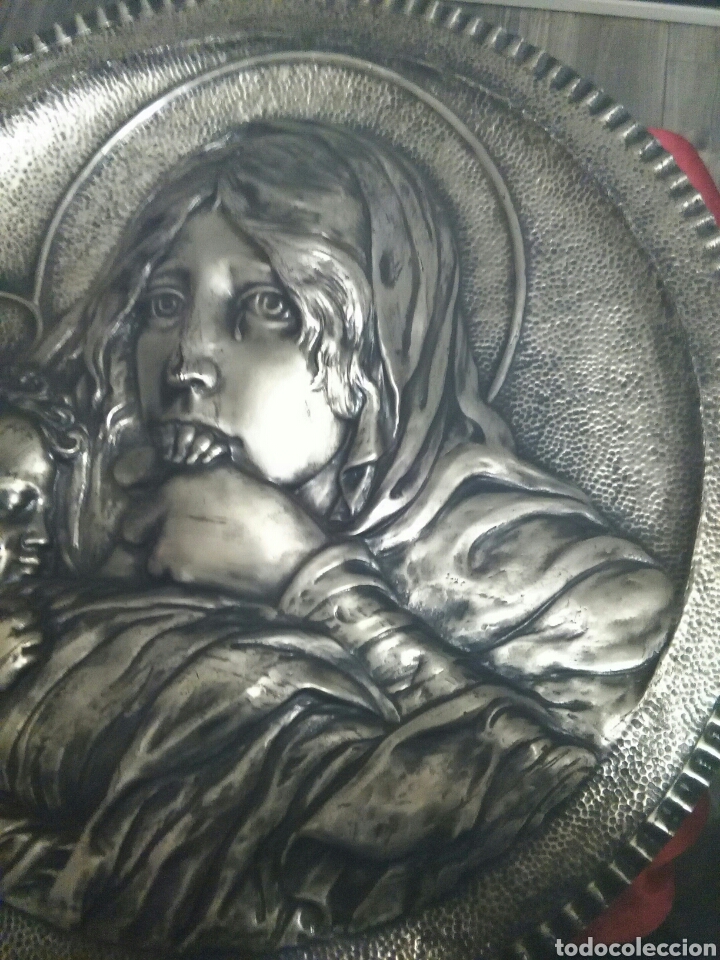 Antig&uuml;edades: Virgen con ni&ntilde;o, metal chapado en plata - Foto 3