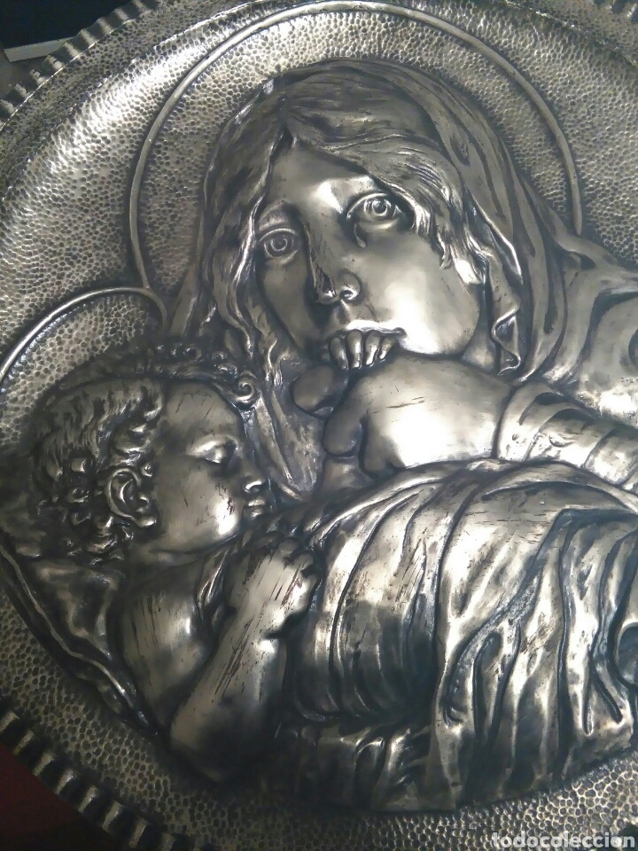 Antig&uuml;edades: Virgen con ni&ntilde;o, metal chapado en plata - Foto 4