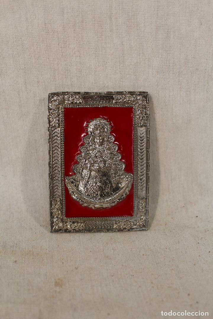 Antig&uuml;edades: cuadro con la virgen del rocio en metal con esmalte - Foto 1