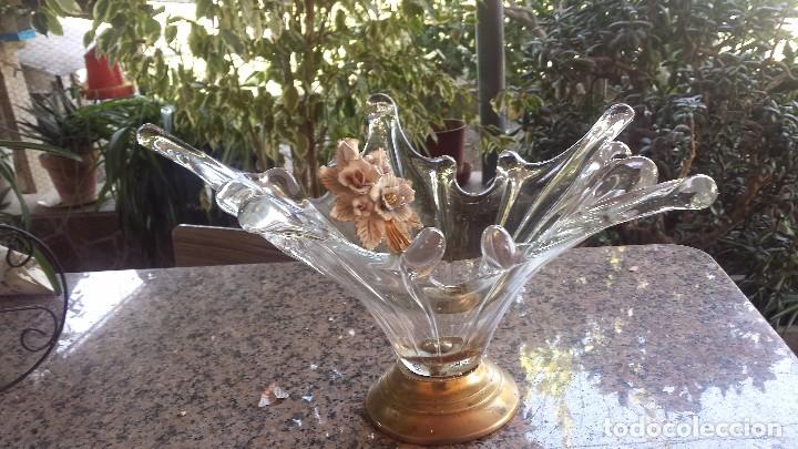 Antig&uuml;edades: antiguo centro de mesa de cristal - Foto 1