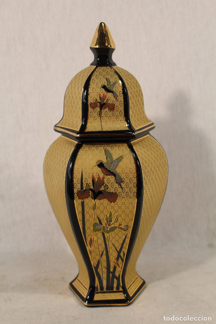 Antig&uuml;edades: jarron tibor en porcelana con oro - Foto 1