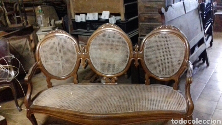 Antig&uuml;edades: Sof&aacute; canap&eacute; madera de caoba - Foto 3