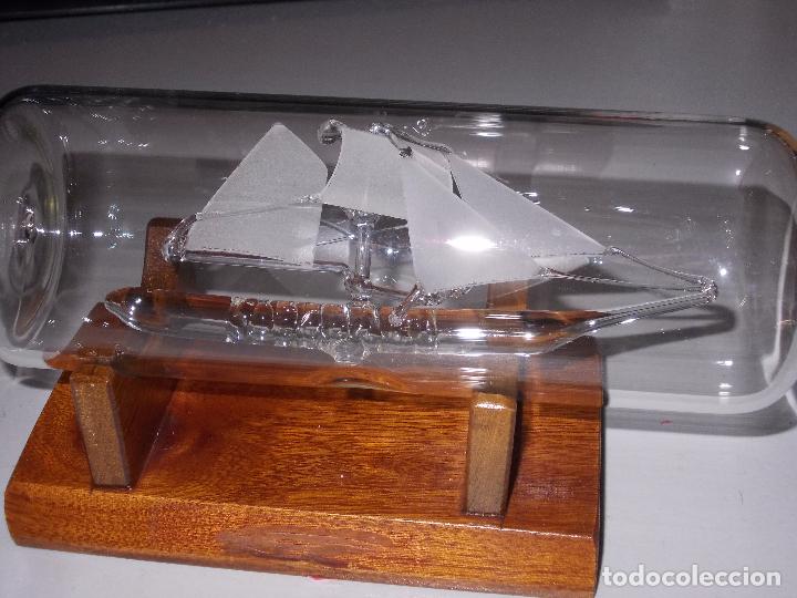 Antig&uuml;edades: Dos botellas de cristal con barco en interior - Foto 4