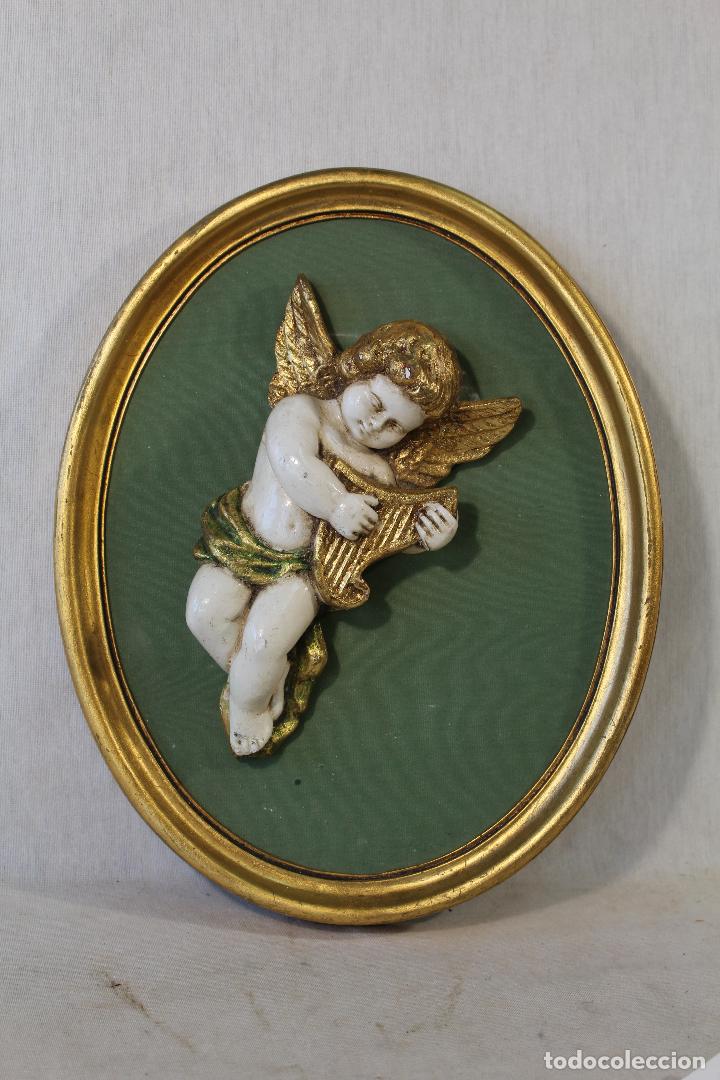 Antig&uuml;edades: cuadro oval con angel, amorcillo angelote - Foto 1