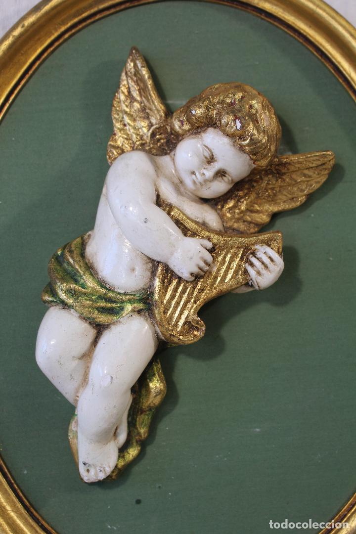 Antig&uuml;edades: cuadro oval con angel, amorcillo angelote - Foto 2