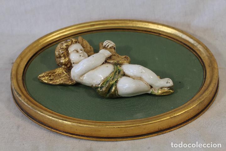Antig&uuml;edades: cuadro oval con angel, amorcillo angelote - Foto 3
